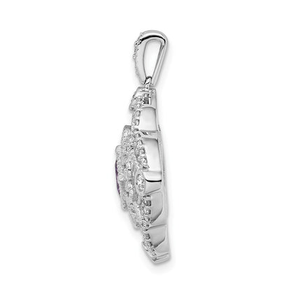 14k White Gold Real Diamond and .39 Amethyst Fancy Pendant