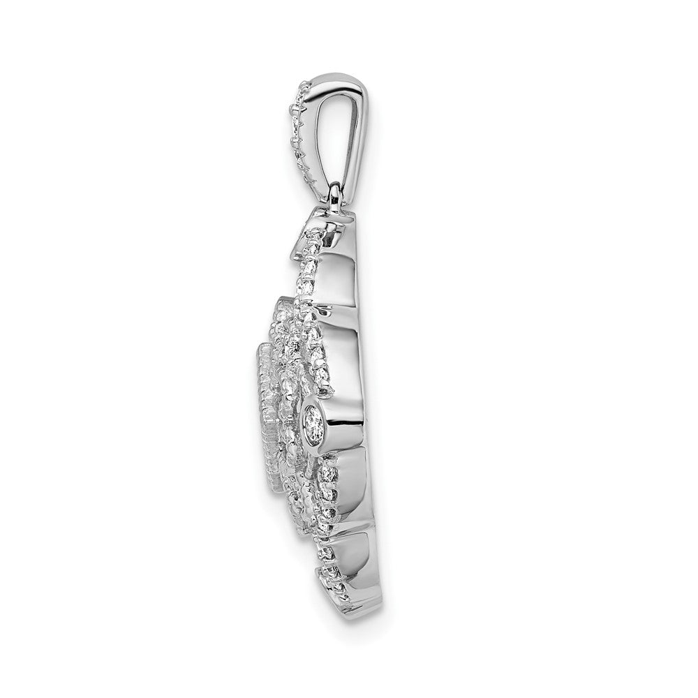 14k White Gold Real Diamond and .39 Citrine Fancy Pendant