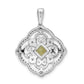 14k White Gold Real Diamond and .40 Peridot Fancy Pendant