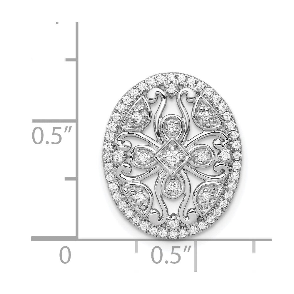 14k White Gold 1/4ct. Real Diamond Fancy Chain Slide