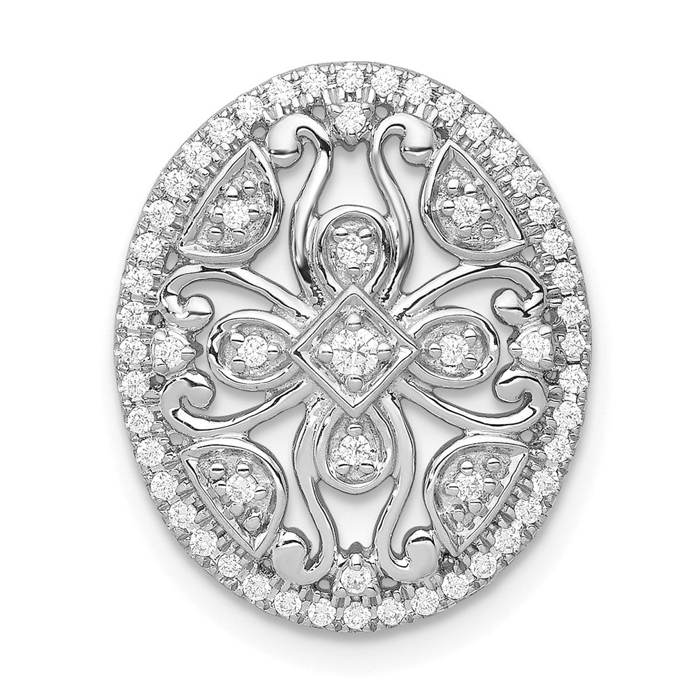 14k White Gold 1/4ct. Real Diamond Fancy Chain Slide