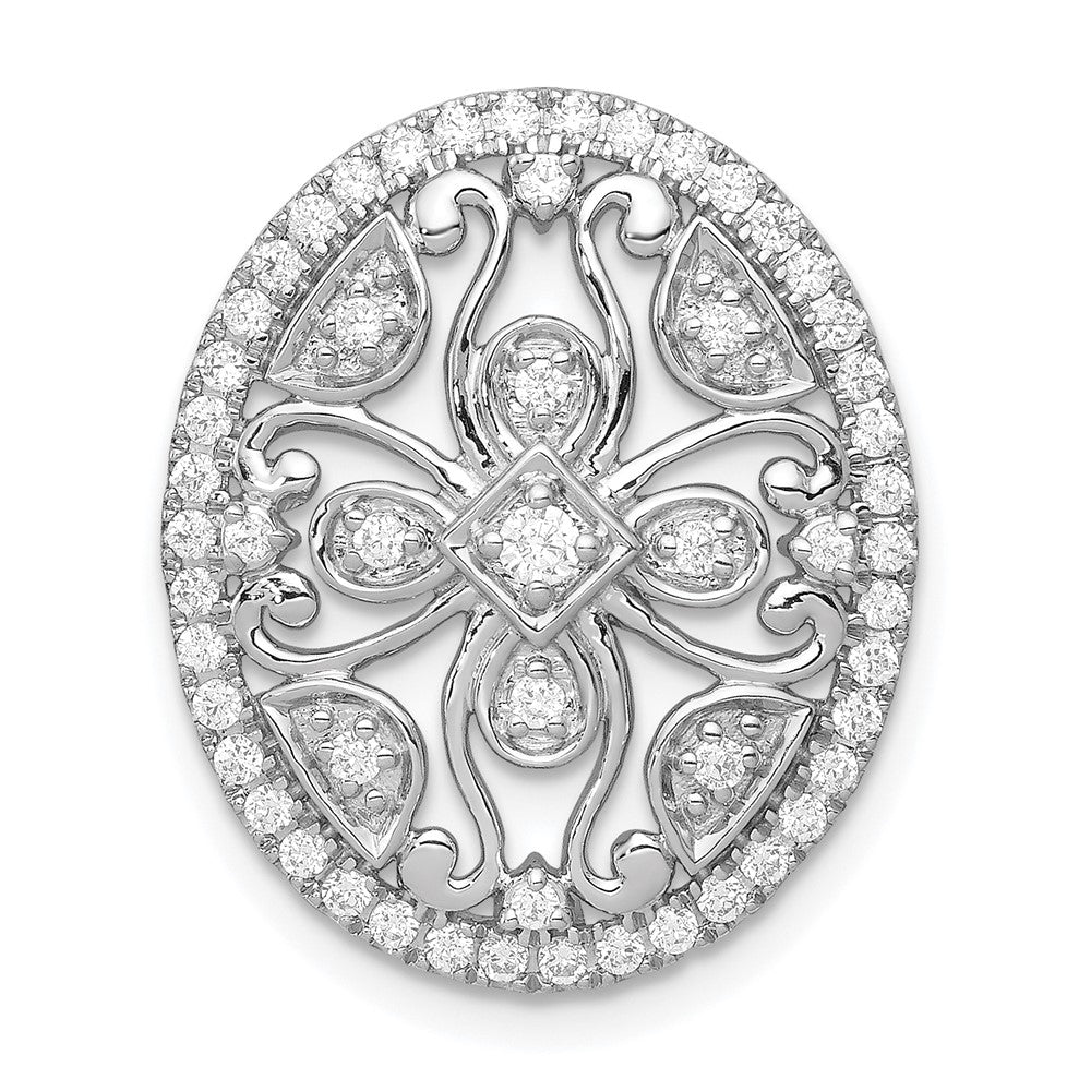 14k White Gold 1/2ct. Real Diamond Fancy Chain Slide