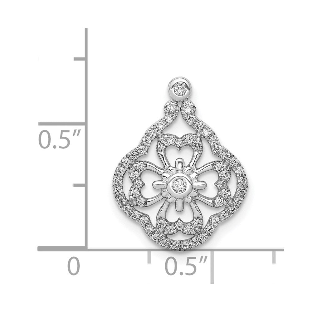 14k White Gold 1/4ct. Real Diamond Fancy Chain Slide