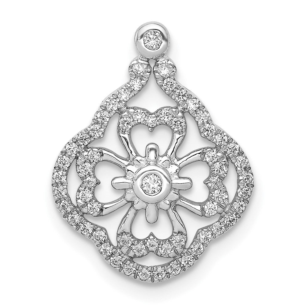 14k White Gold 1/4ct. Real Diamond Fancy Chain Slide