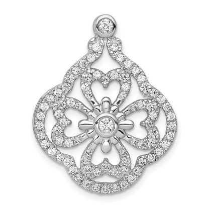 14k White Gold 1ct. Real Diamond Fancy Chain Slide