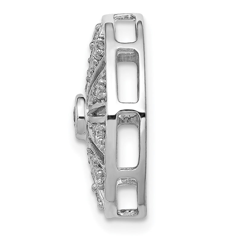 14k White Gold 1/4ct. Real Diamond Vintage Oval Chain Slide
