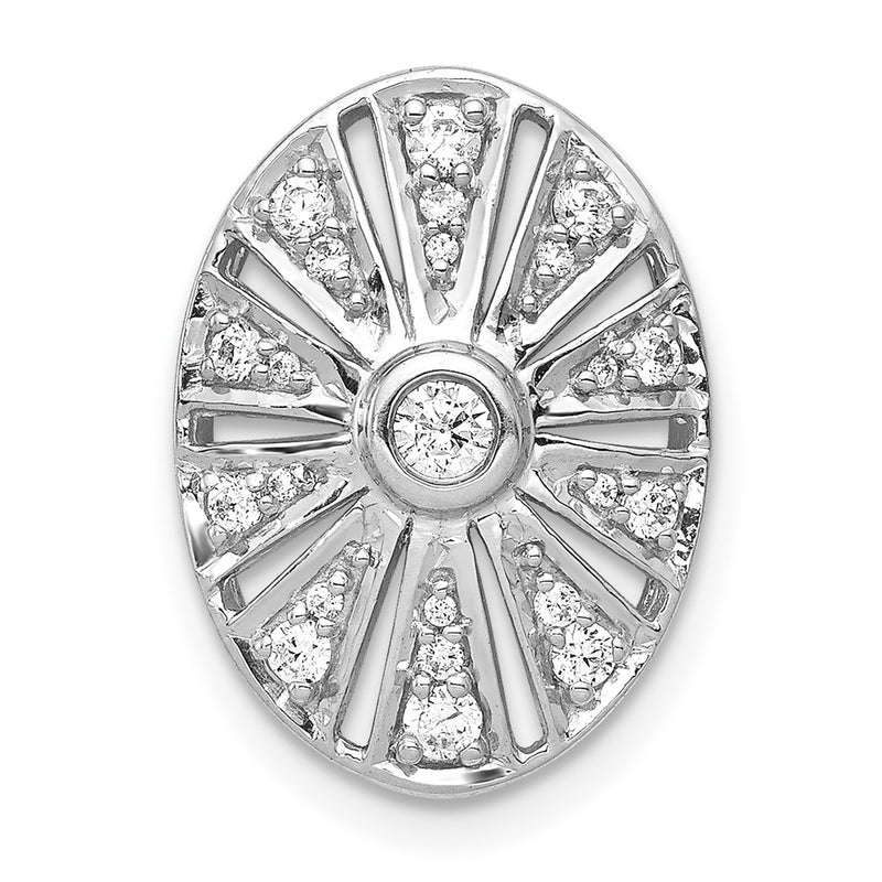14k White Gold 1/4ct. Real Diamond Vintage Oval Chain Slide