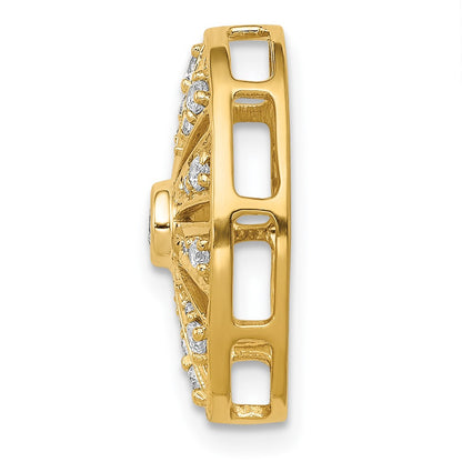 14K Yellow Gold 1/4ct. Real Diamond Vintage Oval Chain Slide