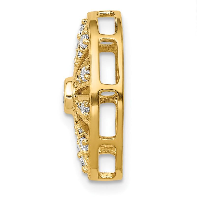 14K Yellow Gold 1/4ct. Real Diamond Vintage Oval Chain Slide