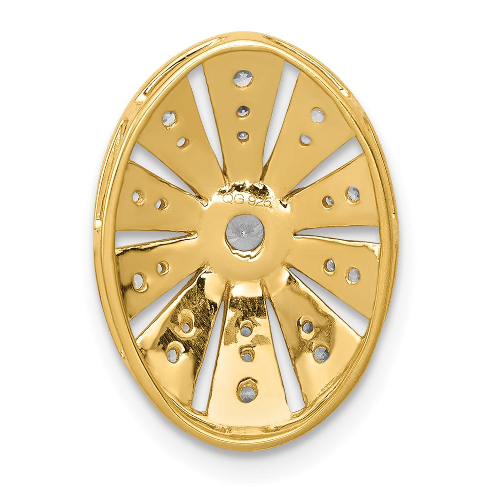 14K Yellow Gold 1/4ct. Real Diamond Vintage Oval Chain Slide