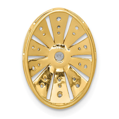 14K Yellow Gold 1/4ct. Real Diamond Vintage Oval Chain Slide