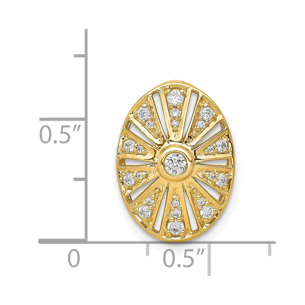 14K Yellow Gold 1/4ct. Real Diamond Vintage Oval Chain Slide
