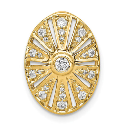 14K Yellow Gold 1/4ct. Real Diamond Vintage Oval Chain Slide