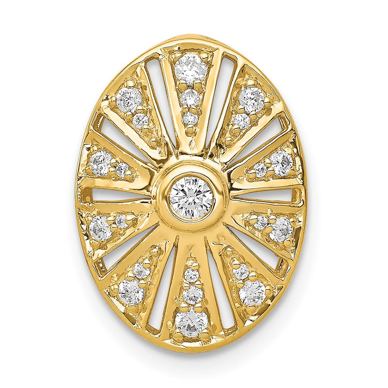 14K Yellow Gold 1/4ct. Real Diamond Vintage Oval Chain Slide