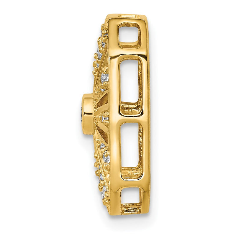 14K Yellow Gold 1/5ct. Real Diamond Vintage Chain Slide