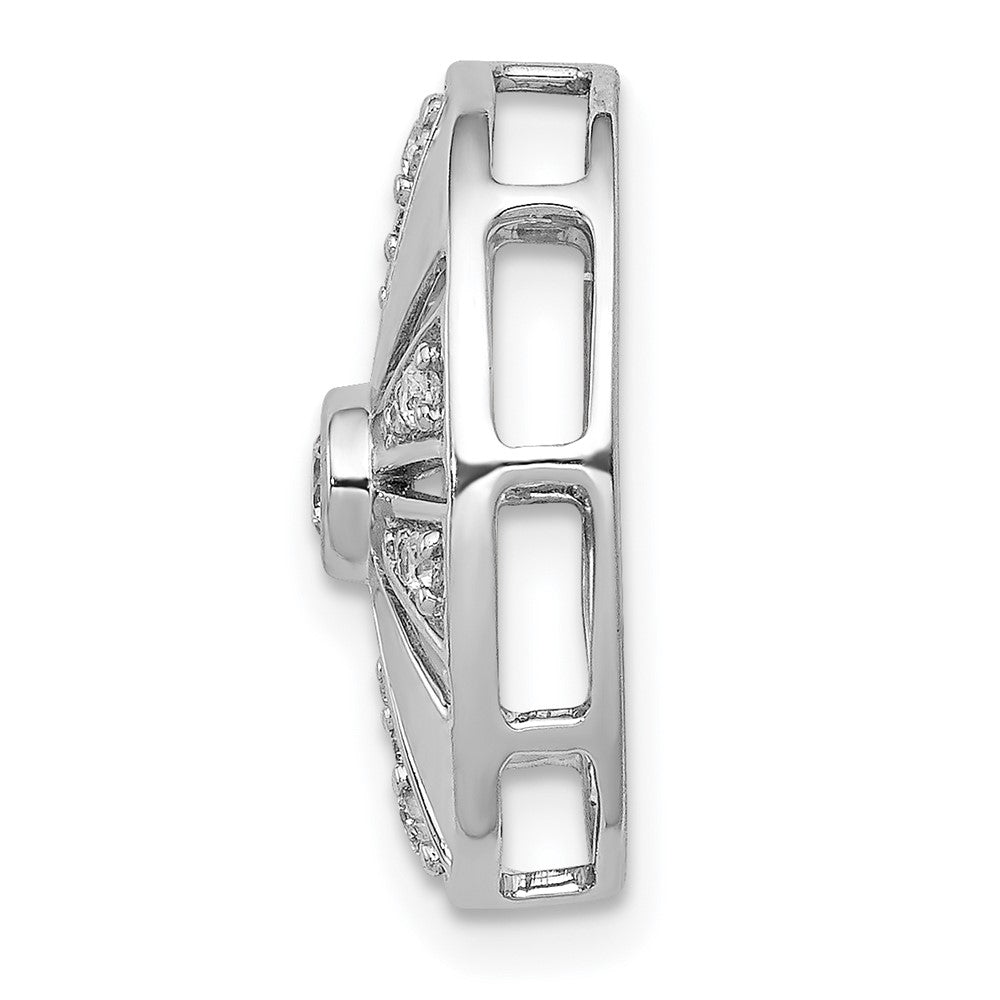 14k White Gold 1/5ct. Real Diamond Vintage Oval Chain Slide