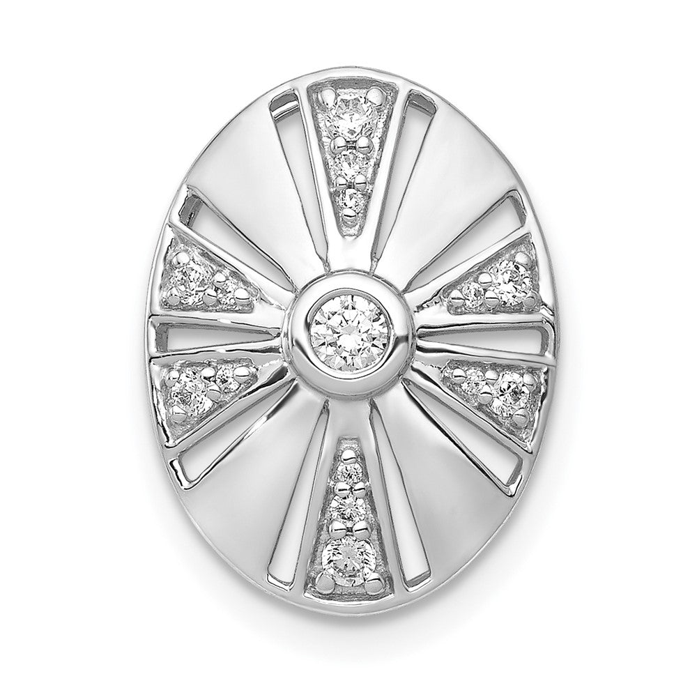 14k White Gold 1/5ct. Real Diamond Vintage Oval Chain Slide