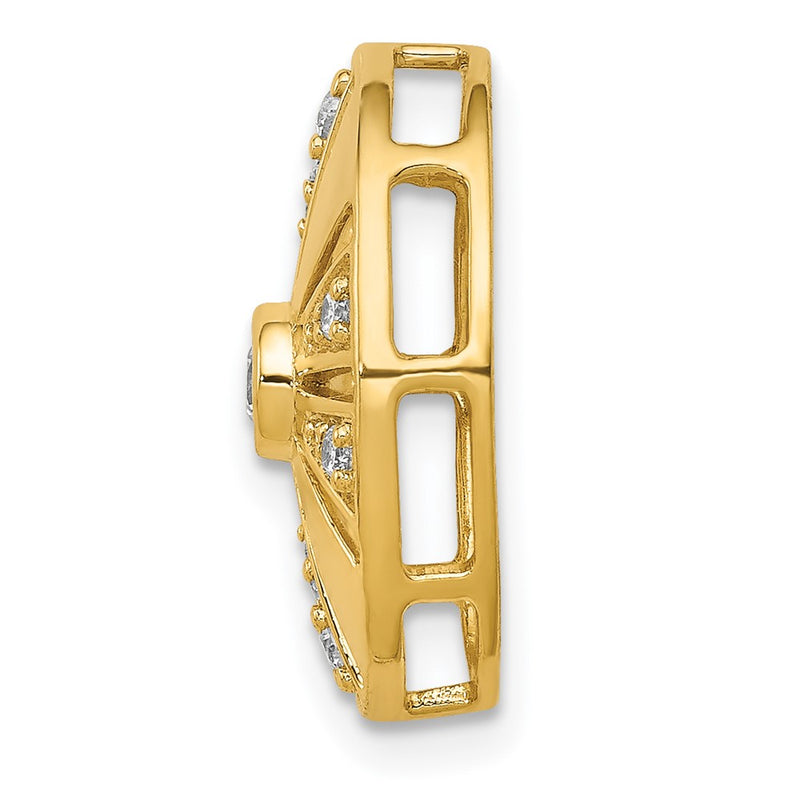 14K Yellow Gold 1/5ct. Real Diamond Vintage Oval Chain Slide