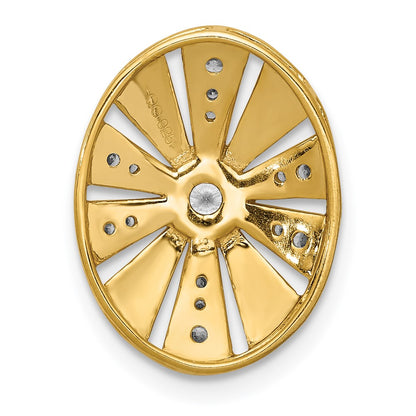 14K Yellow Gold 1/5ct. Real Diamond Vintage Oval Chain Slide