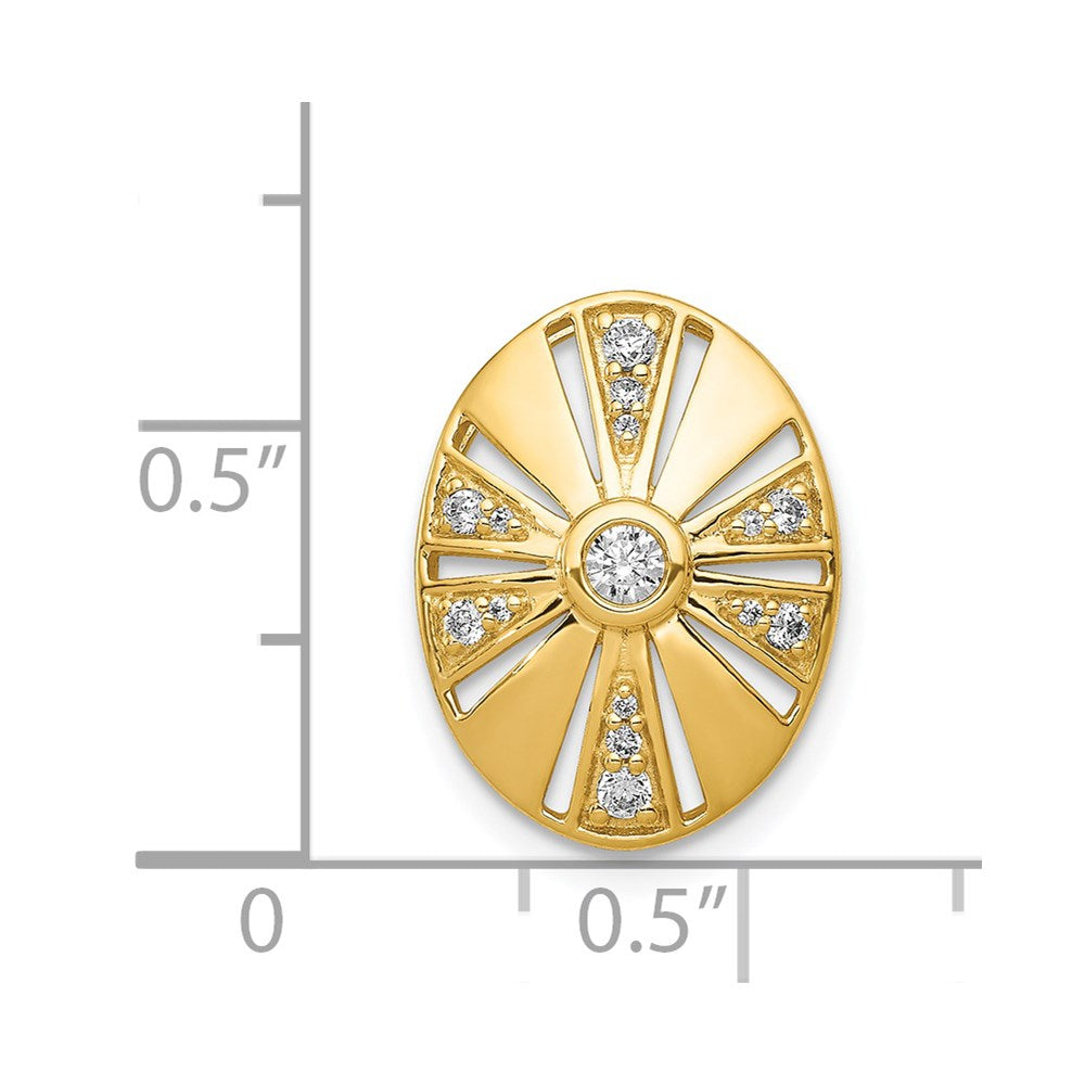 14K Yellow Gold 1/5ct. Real Diamond Vintage Oval Chain Slide