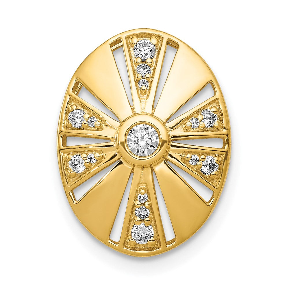 14K Yellow Gold 1/5ct. Real Diamond Vintage Oval Chain Slide