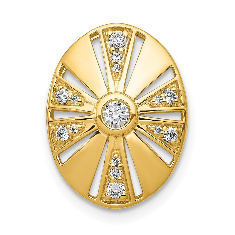 14K Yellow Gold 1/5ct. Real Diamond Vintage Oval Chain Slide