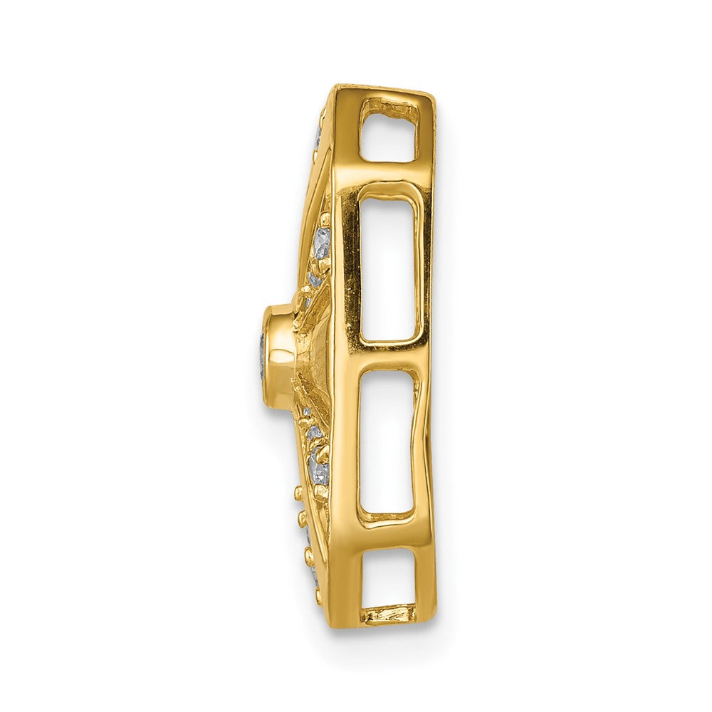 14K Yellow Gold 1/6ct. Real Diamond Vintage Chain Slide