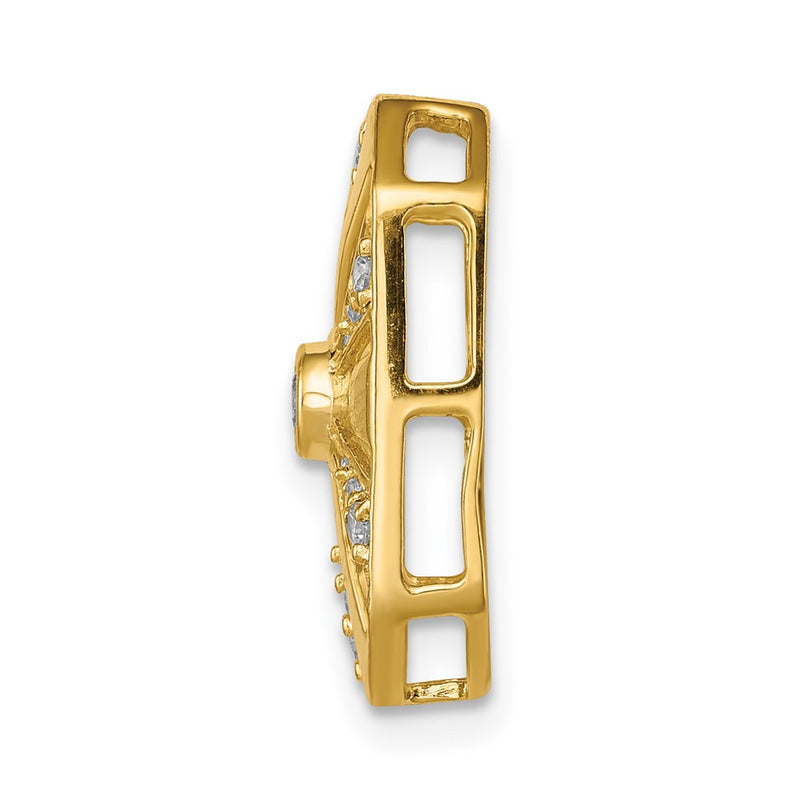 14K Yellow Gold 1/6ct. Real Diamond Vintage Chain Slide