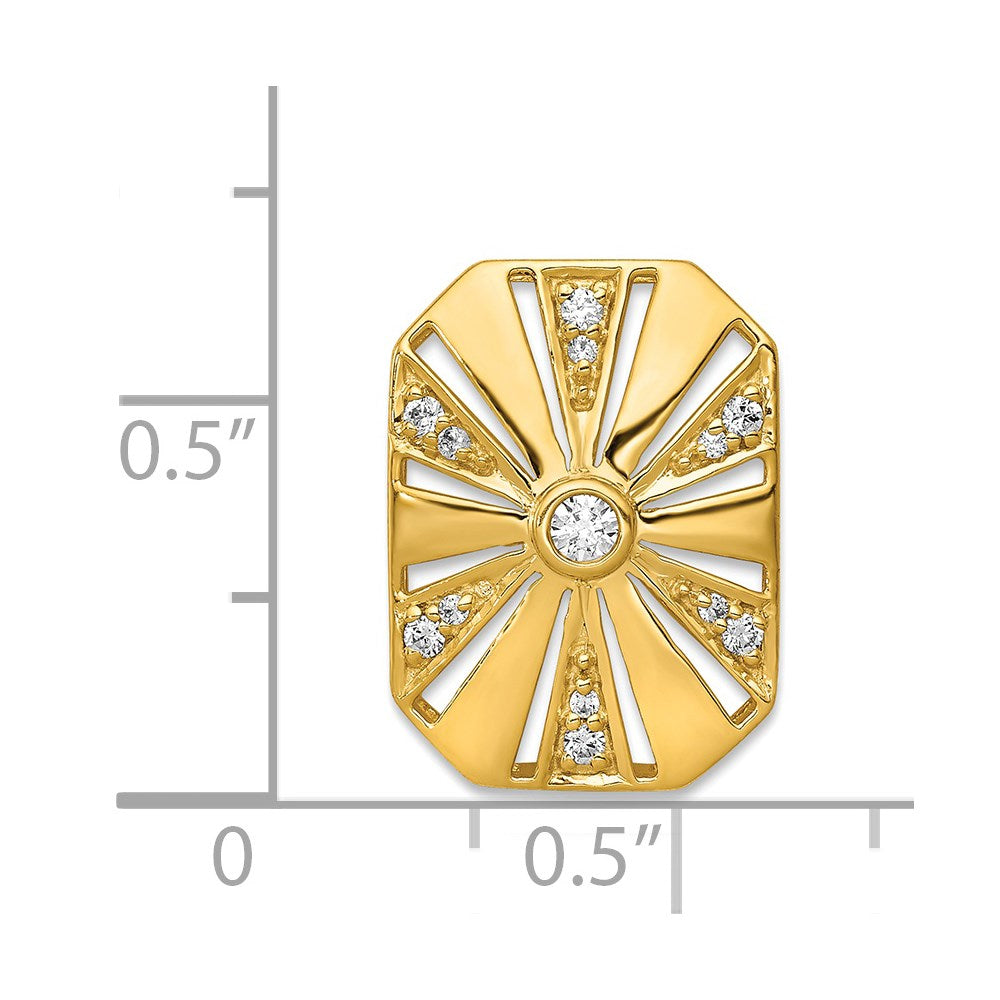 14K Yellow Gold 1/6ct. Real Diamond Vintage Chain Slide