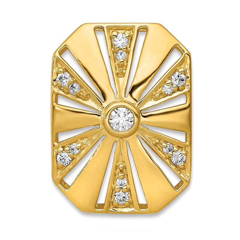 14K Yellow Gold 1/6ct. Real Diamond Vintage Chain Slide