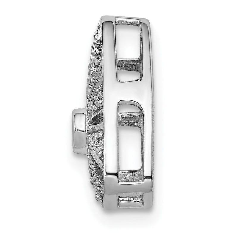 14k White Gold 1/6ct. Real Diamond Vintage Trillion Shape Chain Slide