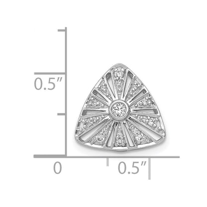 14k White Gold 1/6ct. Real Diamond Vintage Trillion Shape Chain Slide
