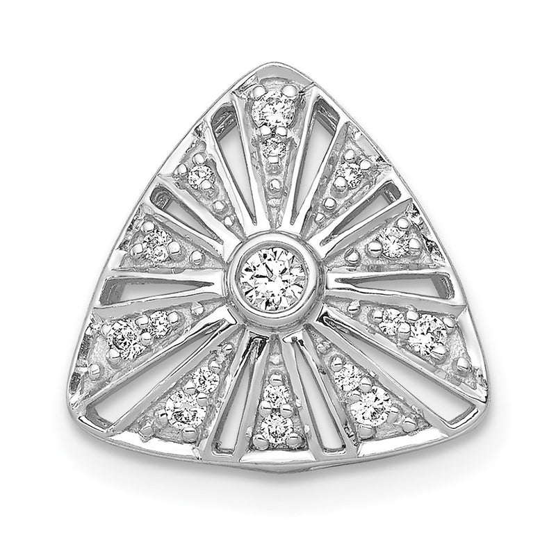 14k White Gold 1/6ct. Real Diamond Vintage Trillion Shape Chain Slide