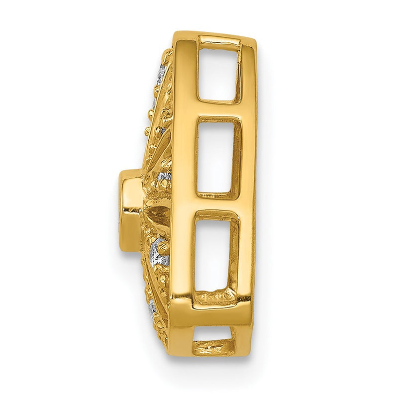 14K Yellow Gold 1/6ct. Real Diamond Vintage Trillion Shape Chain Slide