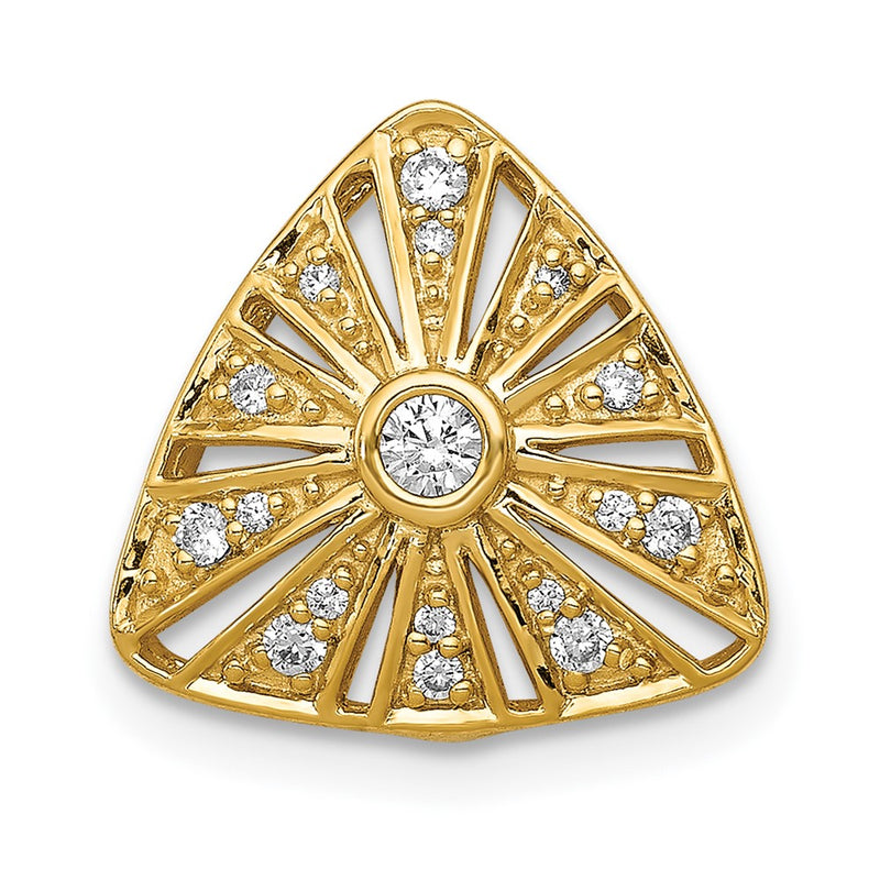 14K Yellow Gold 1/6ct. Real Diamond Vintage Trillion Shape Chain Slide