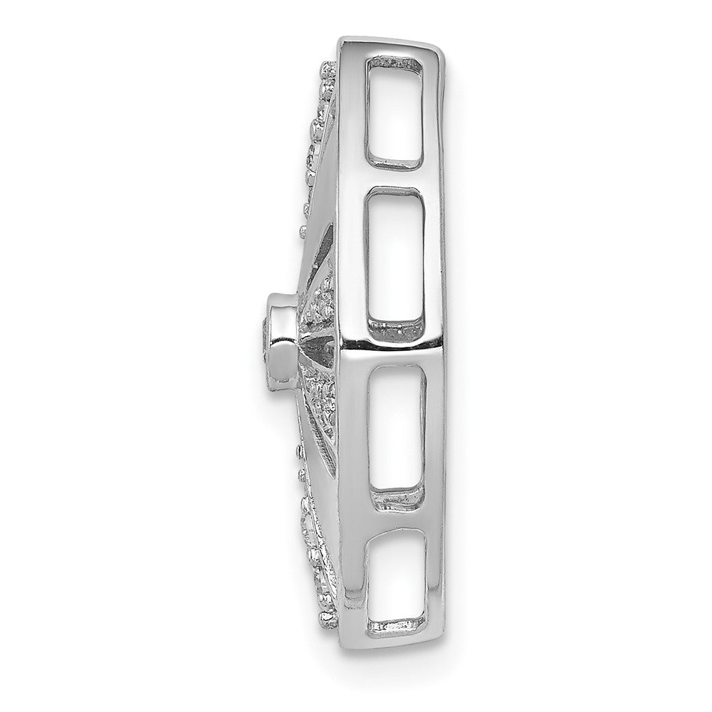 14k White Gold 1/6ct. Real Diamond Vintage Chain Slide
