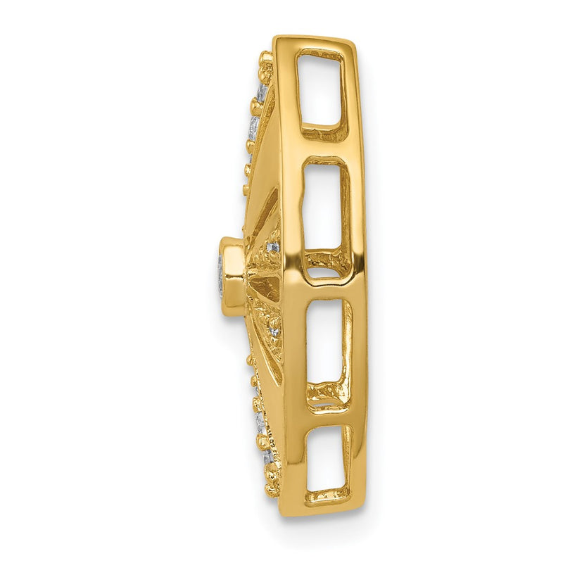 14K Yellow Gold 1/6ct. Real Diamond Vintage Chain Slide