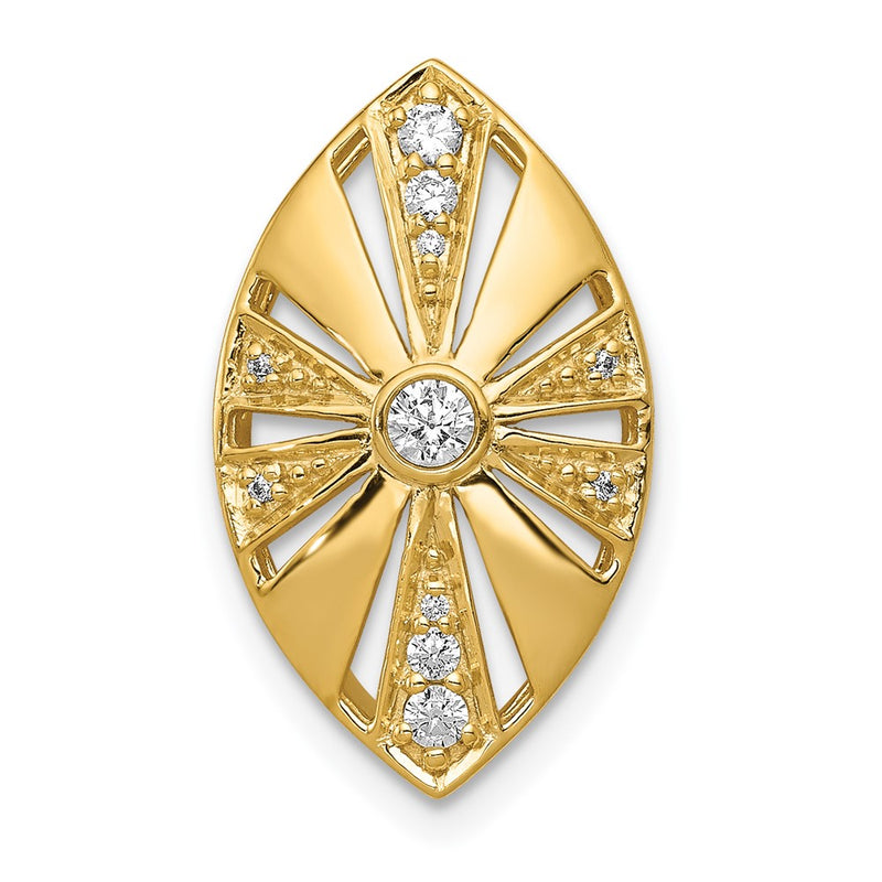14K Yellow Gold 1/6ct. Real Diamond Vintage Chain Slide