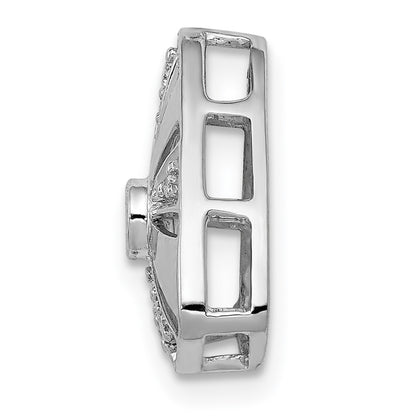 14k White Gold 1/10ct. Real Diamond Vintage Trillion Shape Chain Slide