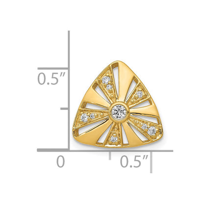 14K Yellow Gold Real Diamond 1/10ct. Vintage Trillion Shape Chain Slide