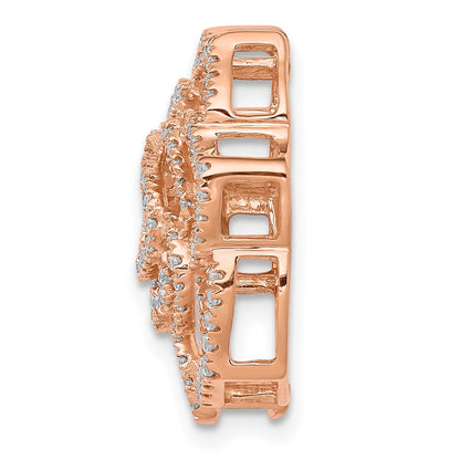 14k Rose Gold Real Diamond Fancy Flower Chain Slide