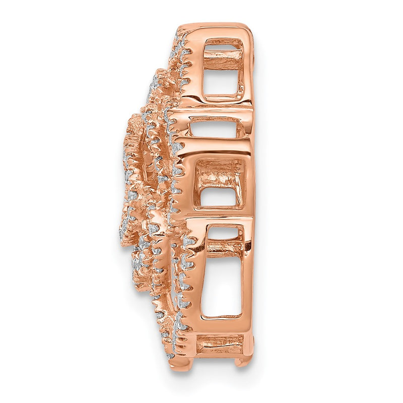 14k Rose Gold Real Diamond Fancy Flower Chain Slide