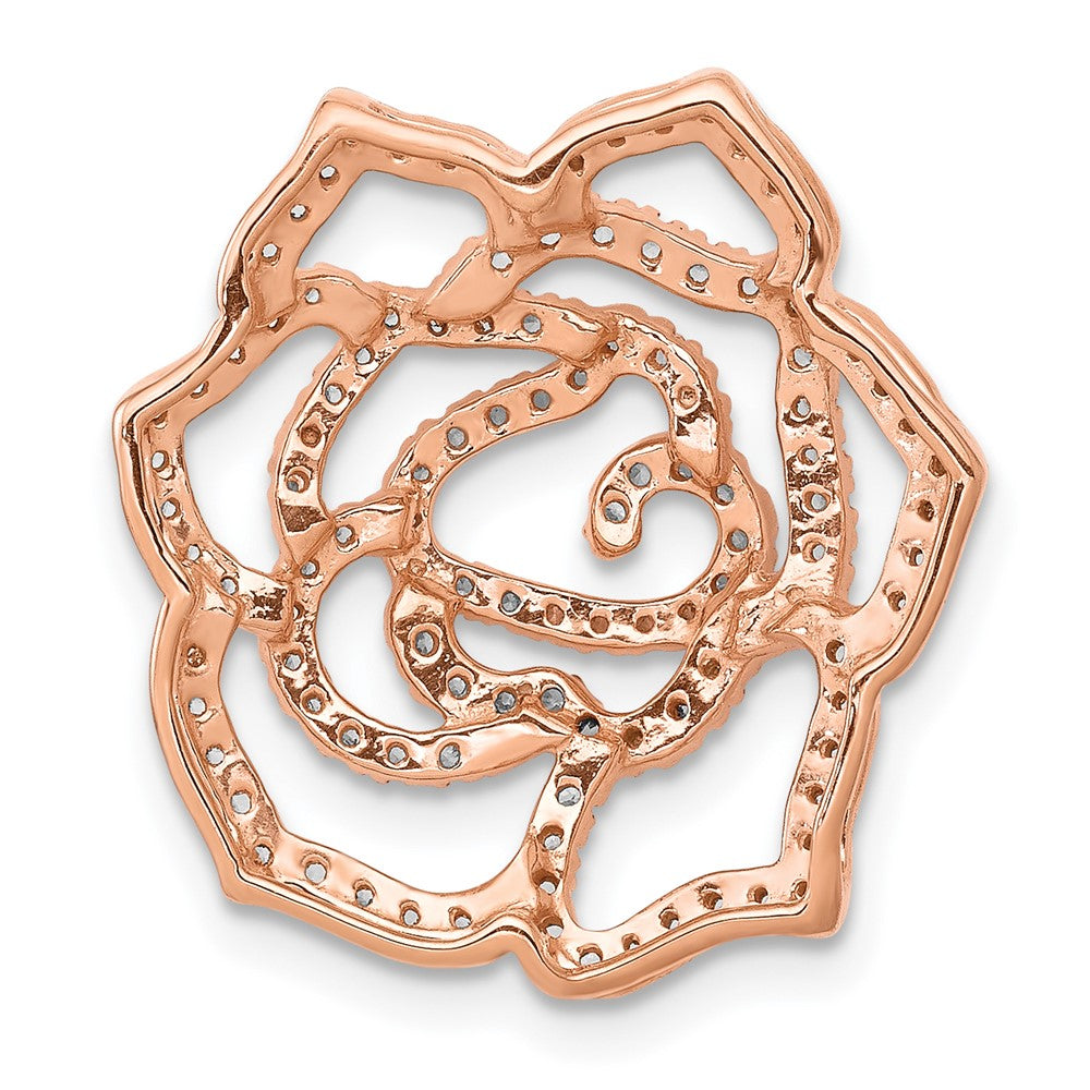14k Rose Gold Real Diamond Fancy Flower Chain Slide