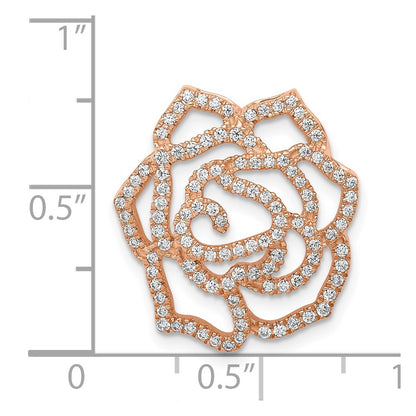 14k Rose Gold Real Diamond Fancy Flower Chain Slide