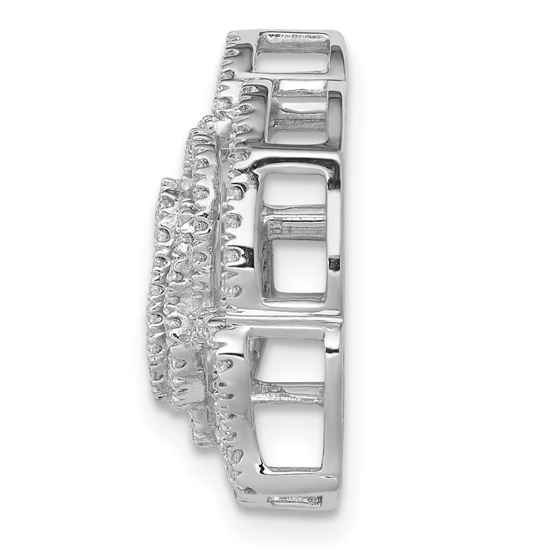 14k White Gold Real Diamond Fancy Flower Chain Slide