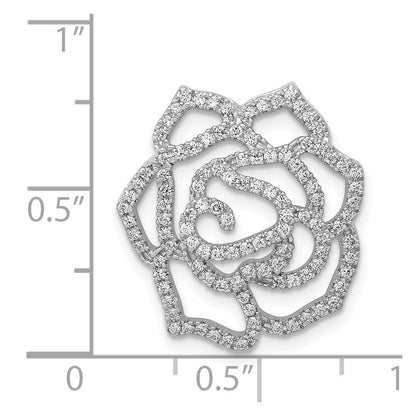 14k White Gold Real Diamond Fancy Flower Chain Slide