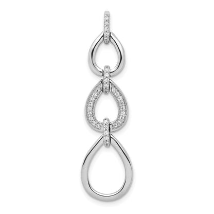 14k White Gold 1/8ct. Real Diamond Fancy Teardrop Dangle Pendant