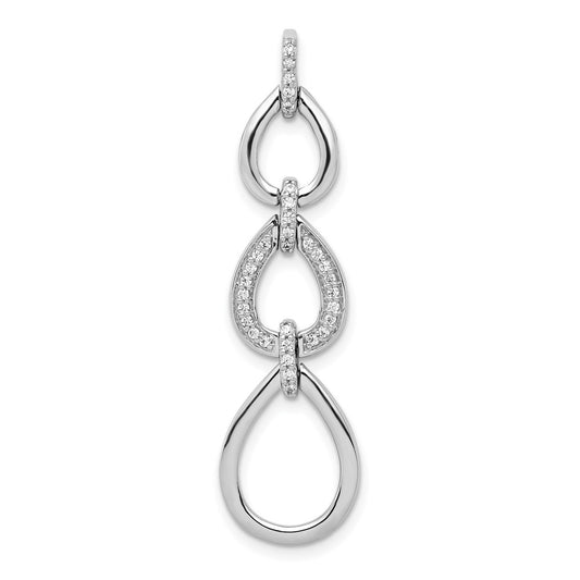 14k White Gold 1/8ct. Real Diamond Fancy Teardrop Dangle Pendant