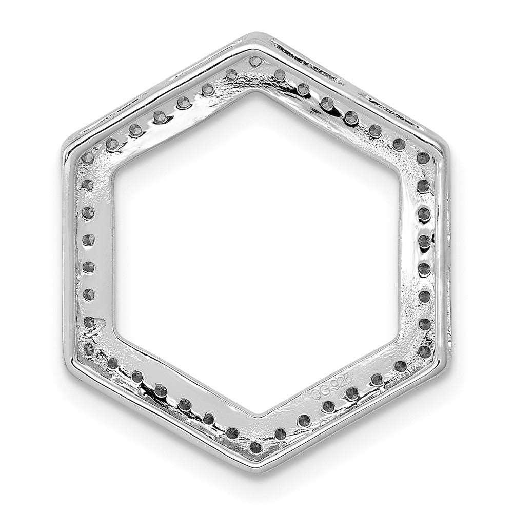 14k White Gold 1/4ct. Real Diamond Fancy Hexagon Chain Slide
