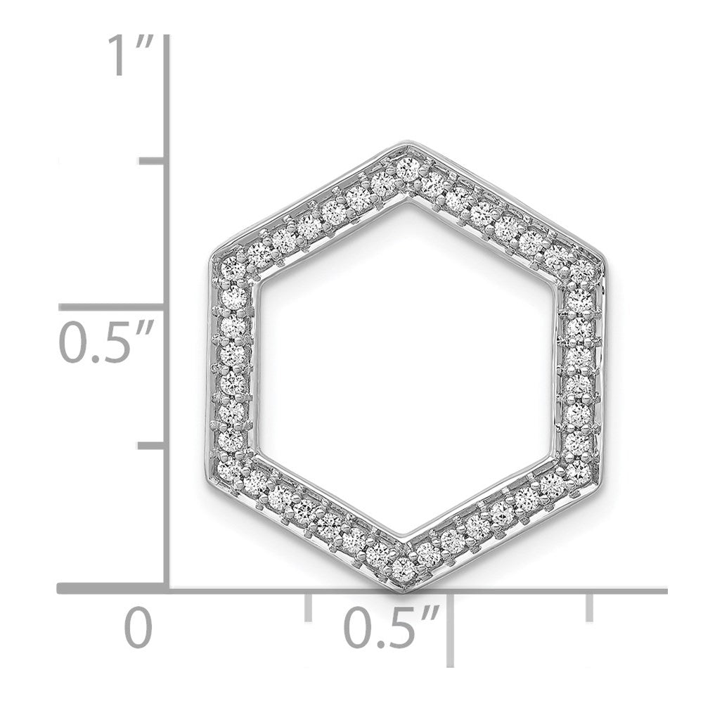 14k White Gold 1/4ct. Real Diamond Fancy Hexagon Chain Slide